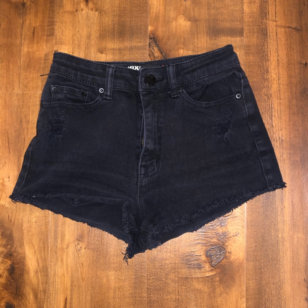 BSG high waisted cheeky denim shorts black